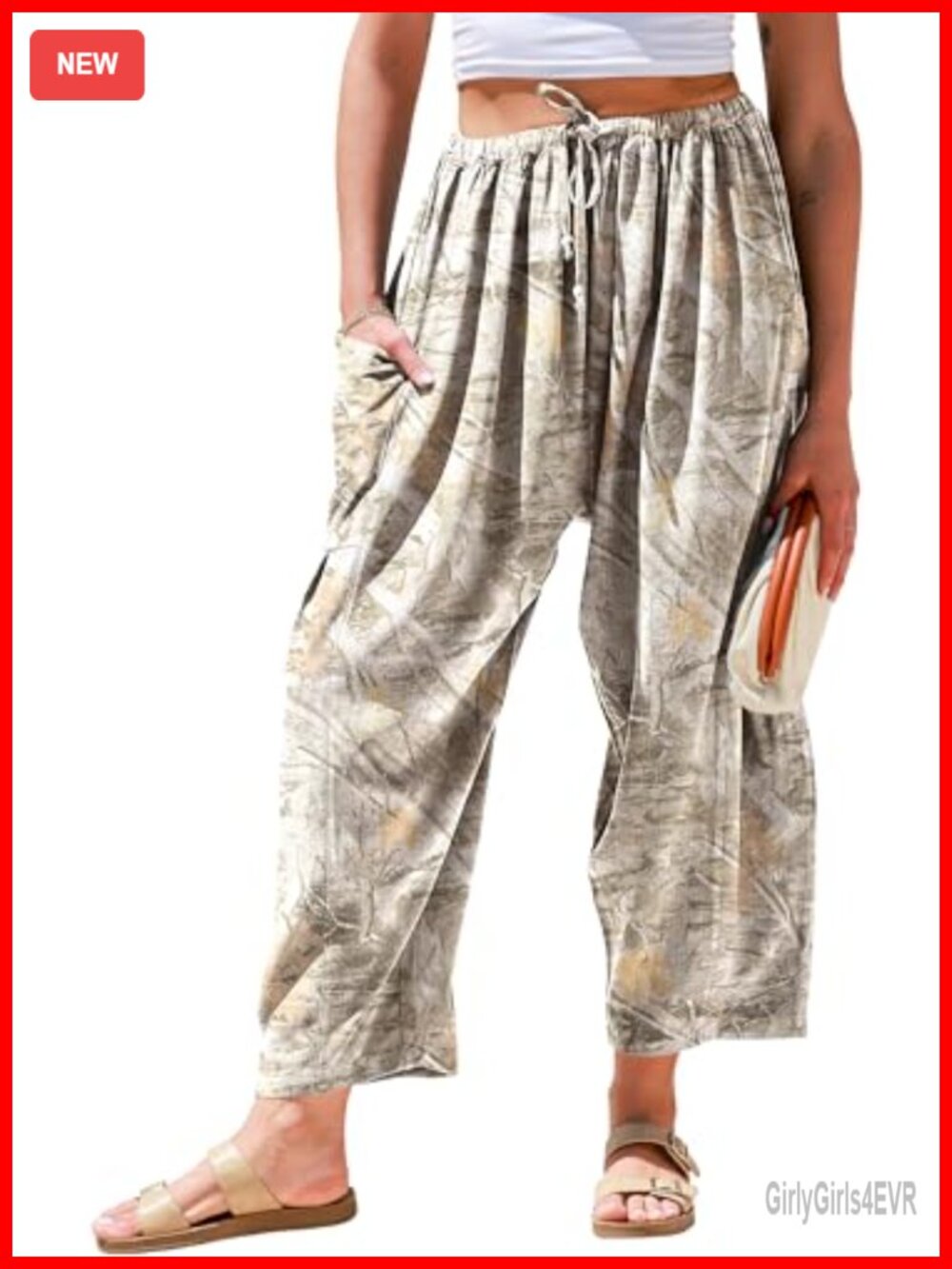 Wide Leg Linen Blend Palazzo Harem Pants with Pockets Casual Summer Drawstring